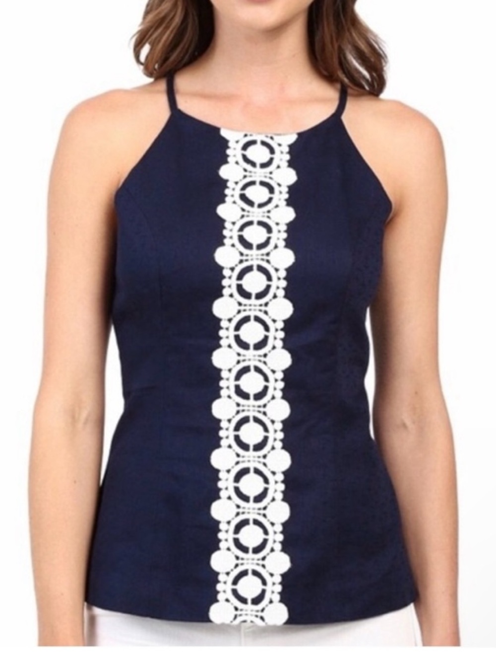 Lilly Pulitzer Annabelle navy halter tank -Size 6